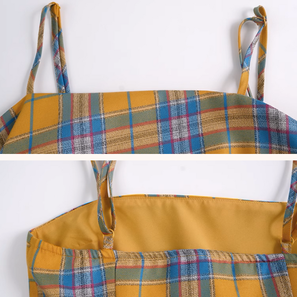 タータンチェックアシンメントリーヘムキャミソール《Z01013》