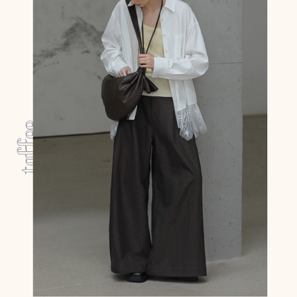 深みブラウンのシックワイドパンツ《Z01087》