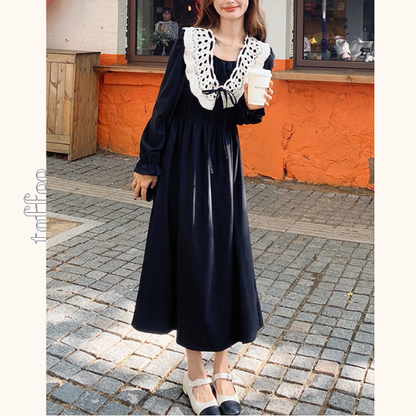 レース襟と歩く、午後の物語ワンピース《Z01154》