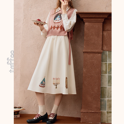 ヴィンテージ調プリントフレアスカート《Z01102》