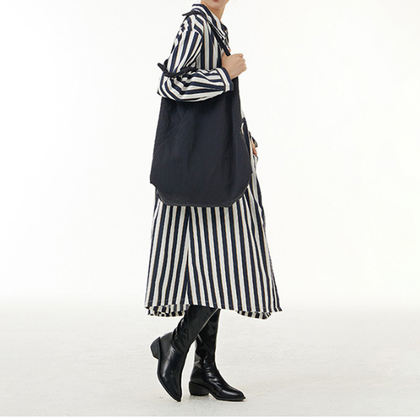 【2color】ストライプシャツワンピース X-349