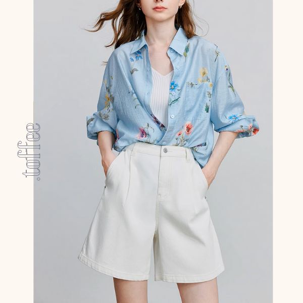 【2color】花柄プリントルーズシャツ《Z00932》