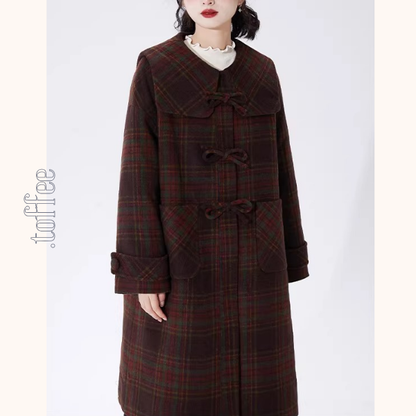 リボン留めタータンのAラインセーラーコート《Z01356》