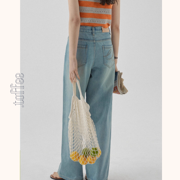 刺繍入りワイドデニムパンツ《Z01097》