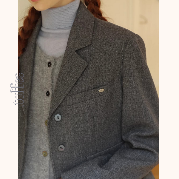 グレー×知的シルエットスーツジャケット《Z01320》