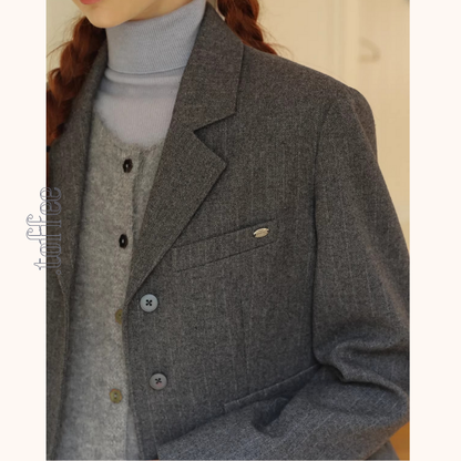 グレー×知的シルエットスーツジャケット《Z01320》