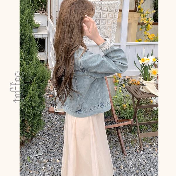 花咲く朝のレース付きデニムジャケット《Z01153》