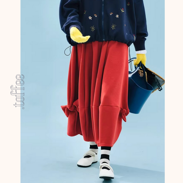 サイドリボンの立体バルーンスカート《Z01353》