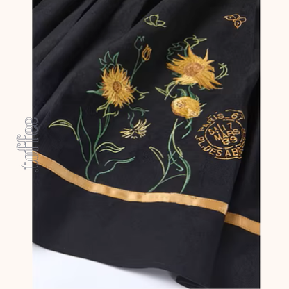 バイカラーと刺繍が映える上品プリーツワンピース《Z01207》