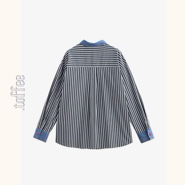デニムカラー切り替えストライプシャツ《Z00928》