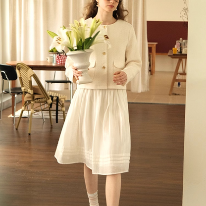 ラウンドネックツイードショートジャケット　Z00622