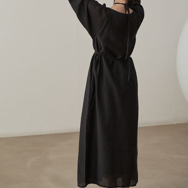 【2color】ホルターネックタックワンピース X-071