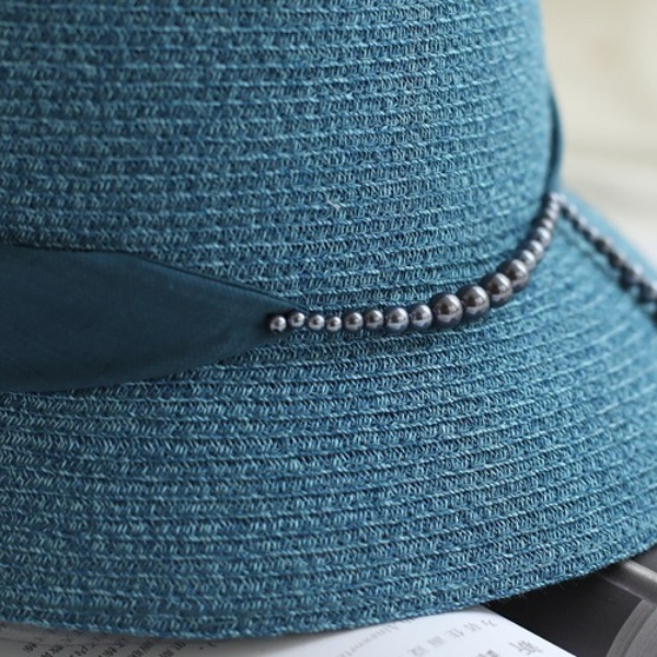 【４color】チェーンベルトドームシルエットストローハット　AU-104