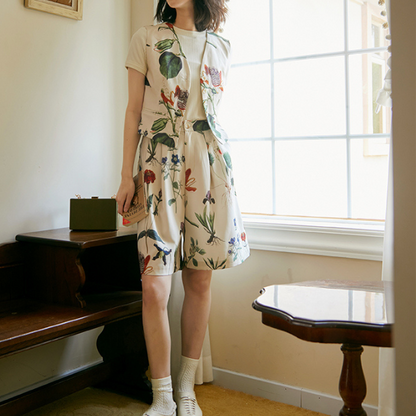 フラワープリントショートベストジャケット　AU-242