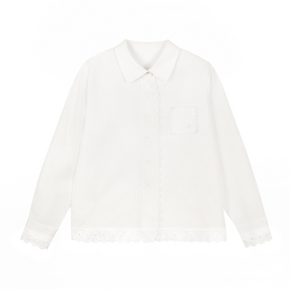 レース装飾ホワイトブラウス《Z00832》