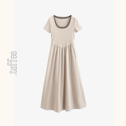 【2color】レイヤード風Uネックマキシワンピース《Z00923》