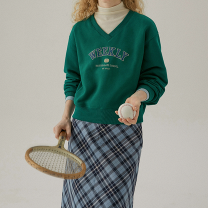 タータンチェックハイウエストミドル丈スカート X-440