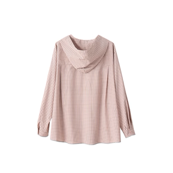 【2color】チェック柄フーディーシャツ《Z00978》