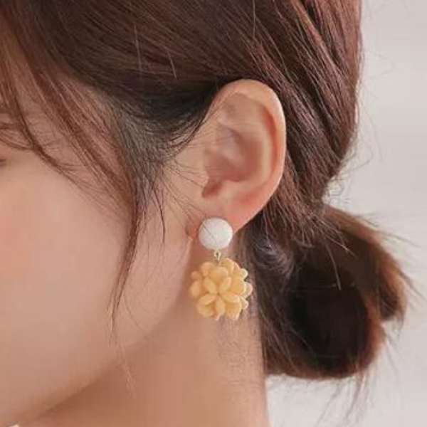 【３color】フラワーパターンピアス AU-280