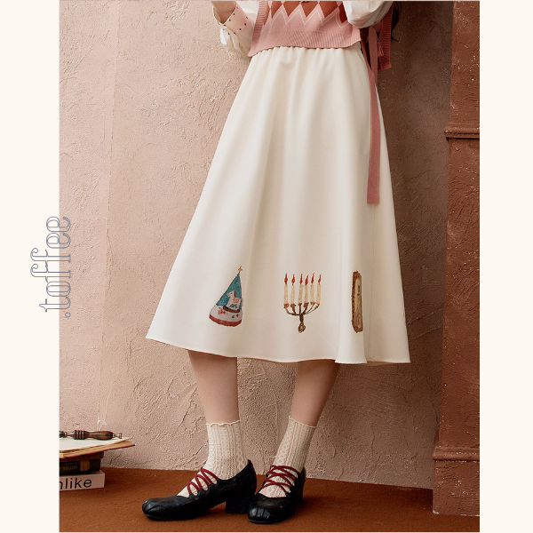 ヴィンテージ調プリントフレアスカート《Z01102》