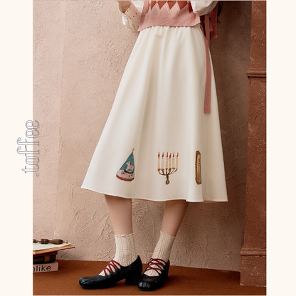 ヴィンテージ調プリントフレアスカート《Z01102》