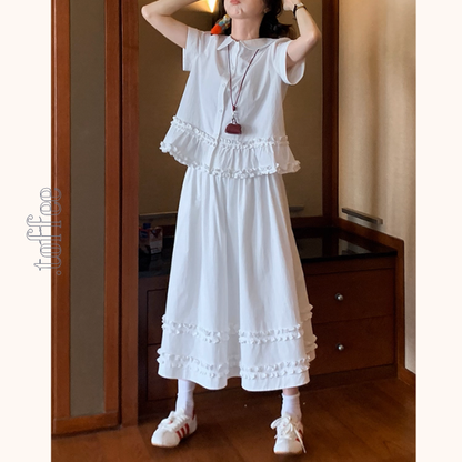 【2color】ギンガムチェック＆フリルセットアップ《Z01098》