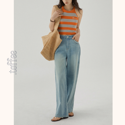 刺繍入りワイドデニムパンツ《Z01097》