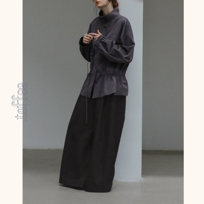 深みブラウンのシックワイドパンツ《Z01087》