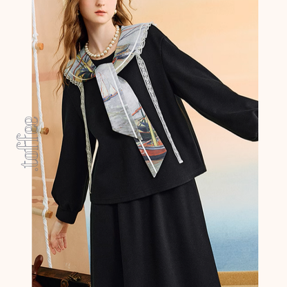 ゴッホの舟と夢の海、セーラーワンピース《Z01149》