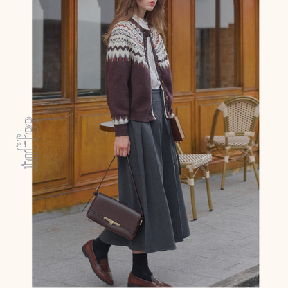 午後の街角とツイードプリーツスカート《Z01161》