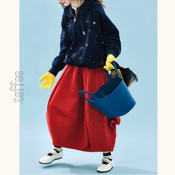 サイドリボンの立体バルーンスカート《Z01353》