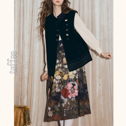 秋の庭に咲く詩・アートスカート《Z01148》