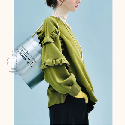 【2color】ティアード袖フリルの甘辛スウェット《Z01351》