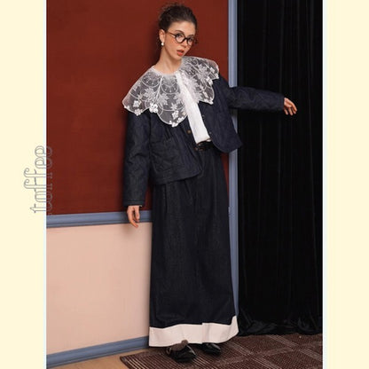 【2color】大人のエレガンス：美シルエットのワイドレッグデニムパンツ 《C0200》