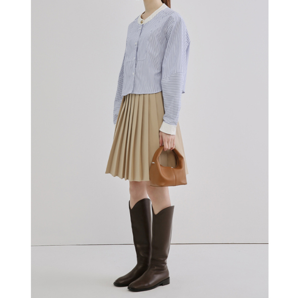 ストライプバンドカラークロップドシャツ X-380