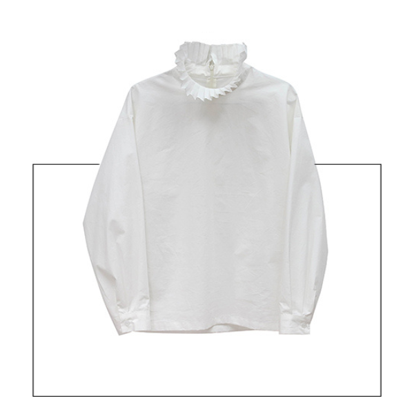 スタンドカラーフリルステッチトップス　AU-237