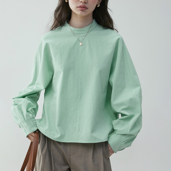 【2color】ギャザーカフ＆バルーンスリーブブラウス《Z00838》