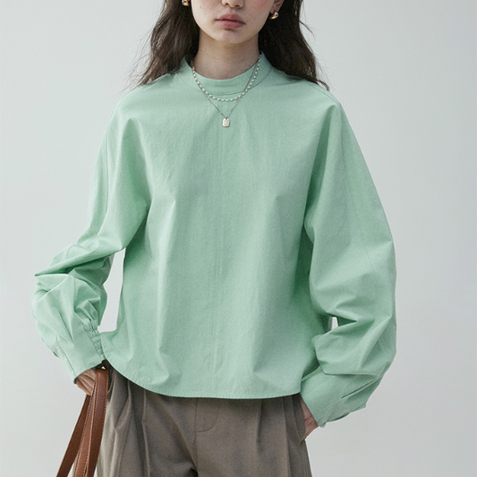 【2color】ギャザーカフ＆バルーンスリーブブラウス《Z00838》