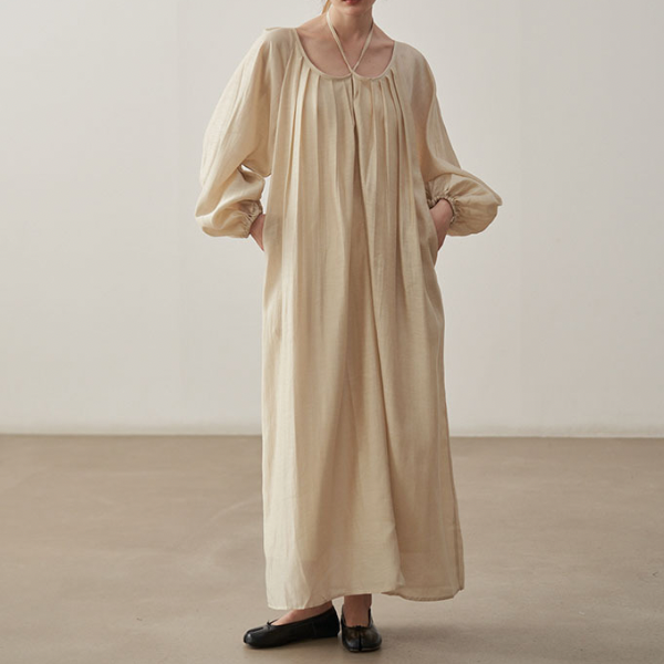 【2color】ホルターネックタックワンピース X-071