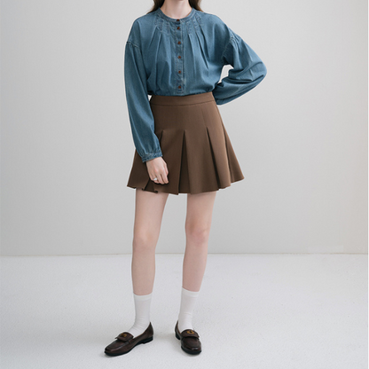 ラウンドネックデニムシャツ Z00097