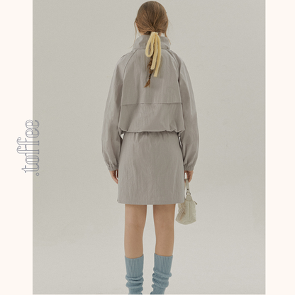 【2color】スタンドカラードロップショルダージャケット《Z00835》