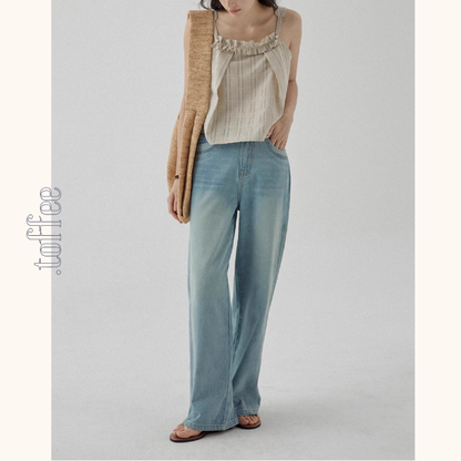 刺繍入りワイドデニムパンツ《Z01097》