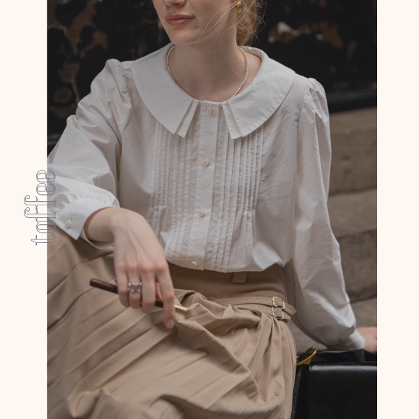 【2color】海辺の記憶を抱く二重襟ブラウス《Z01171》