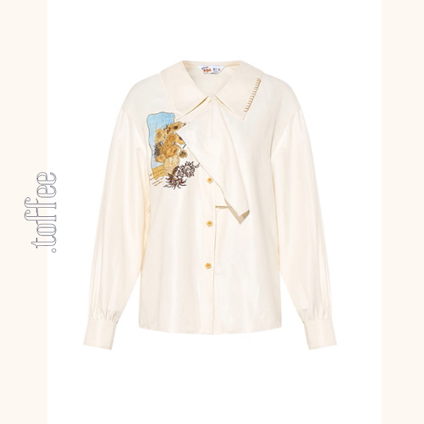 ひまわりの詩を纏うアップリケシャツ《Z01127》