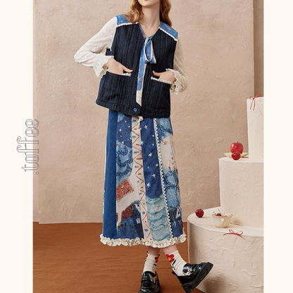 レトロプリント切替フレアスカート《Z01103》