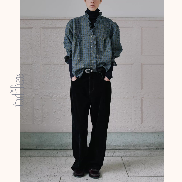 【3color】フリル×キャンディ袖のクラシックシャツ《Z01361》