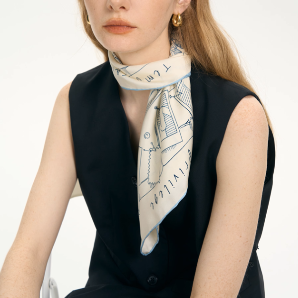 【2color】マルベリーシルクフレンチライクスカーフ《Z01023》