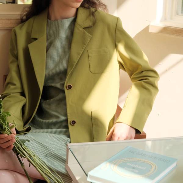 バジルグリーンルーズスーツジャケット Z00079