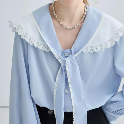 フリルカラーボウタイシャツ w-139