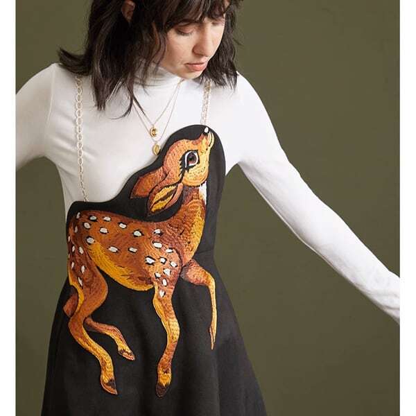 バンビ刺繍サスペンダースカート C0075